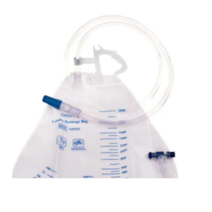 Drainage Bags, Urinary w/Hook, 2000ml w/Anti Reflux Valve, Latex-Free 20ea/cs