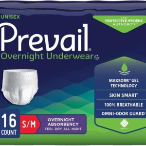 Prevail Overnight Underwear Unisex Small/Medium 34"-46" - 16ea/pk 4pk/cs