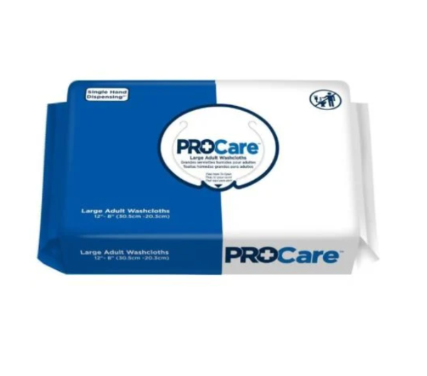 ProCare Adult Moist Washcloth Soft Pack Peel Back Top - 96ea/pk 6pk/cs